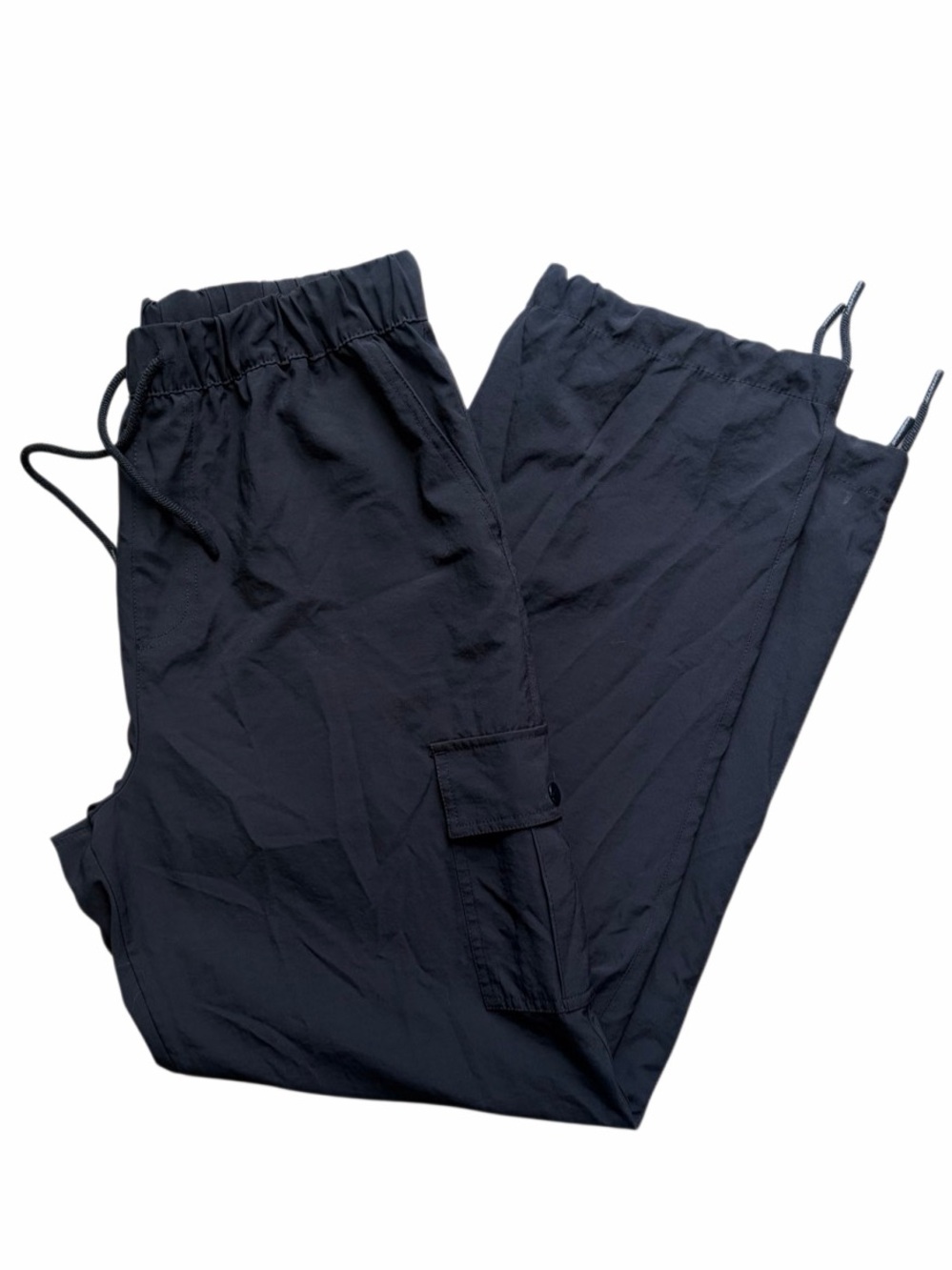 Body Black Cargo Jogger Pants - Elastic Waist with Drawstring Size Large - Picture 2 of 3